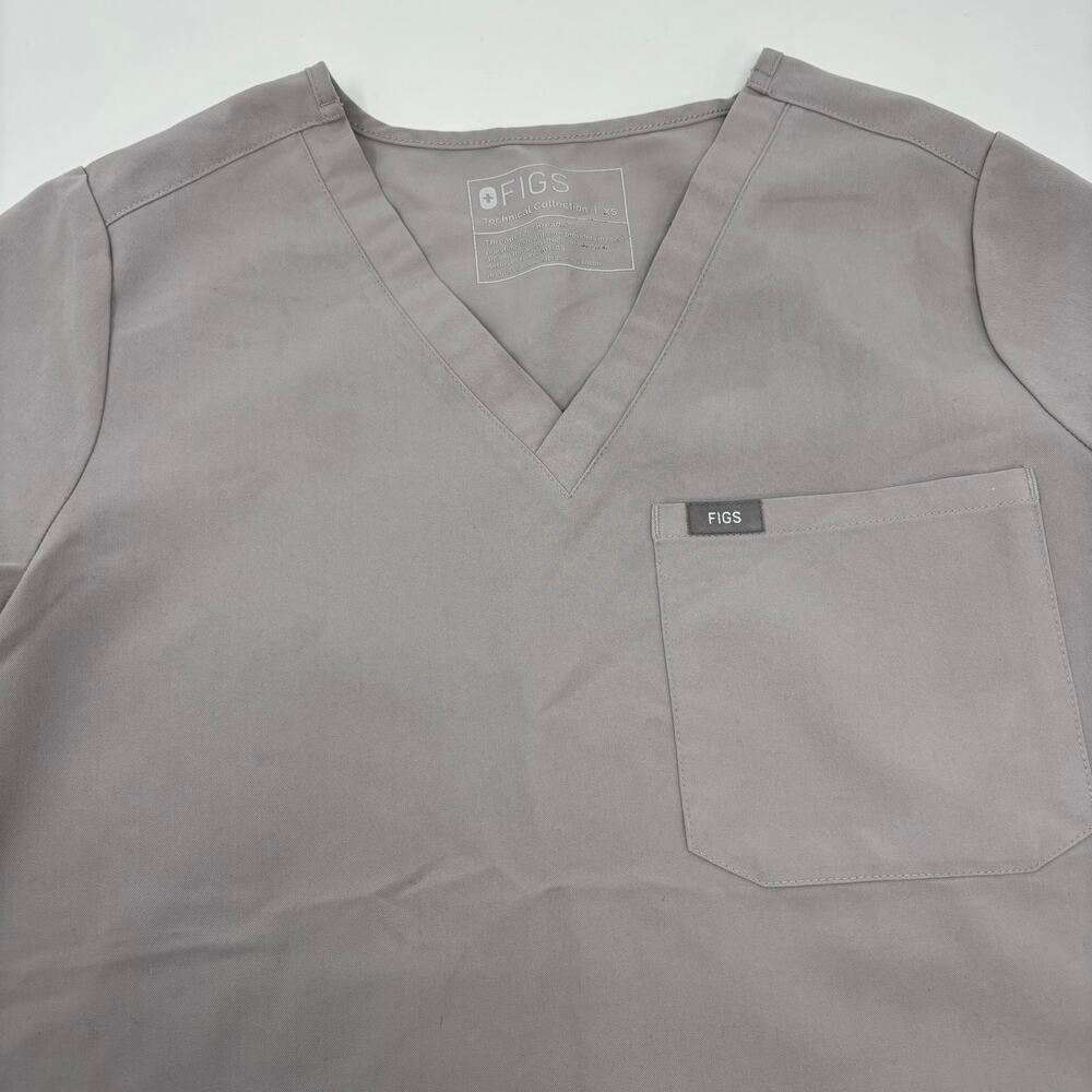 FIGS Technical Collection‎ Womens XS Solid Gray Short Sleeve Scrub Top
